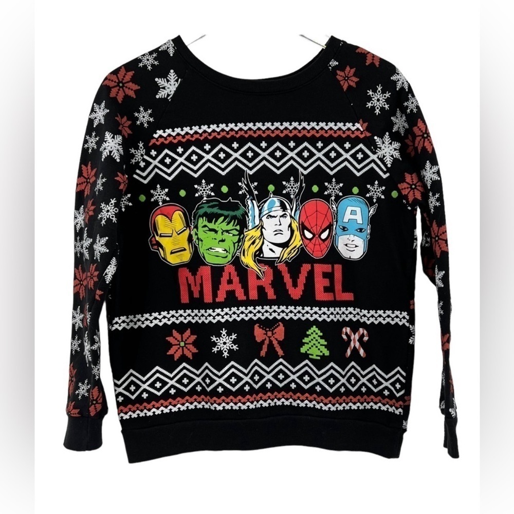 Pre-Loved Marvel Christmas Long Sleeve Sweatshirt Size Medium Marvel Characters